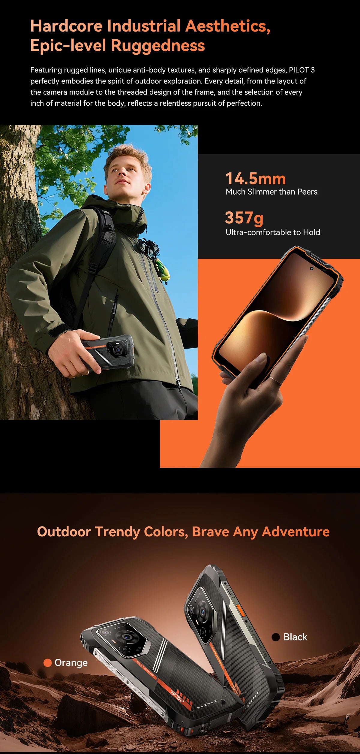Blackview OSCAL PILOT 3 5G mobile phones AI Rugged Smartphone MTK 6300, 6.78" 2.4K Display 120Hz, 12GB 256GB, 7500Amh Phones