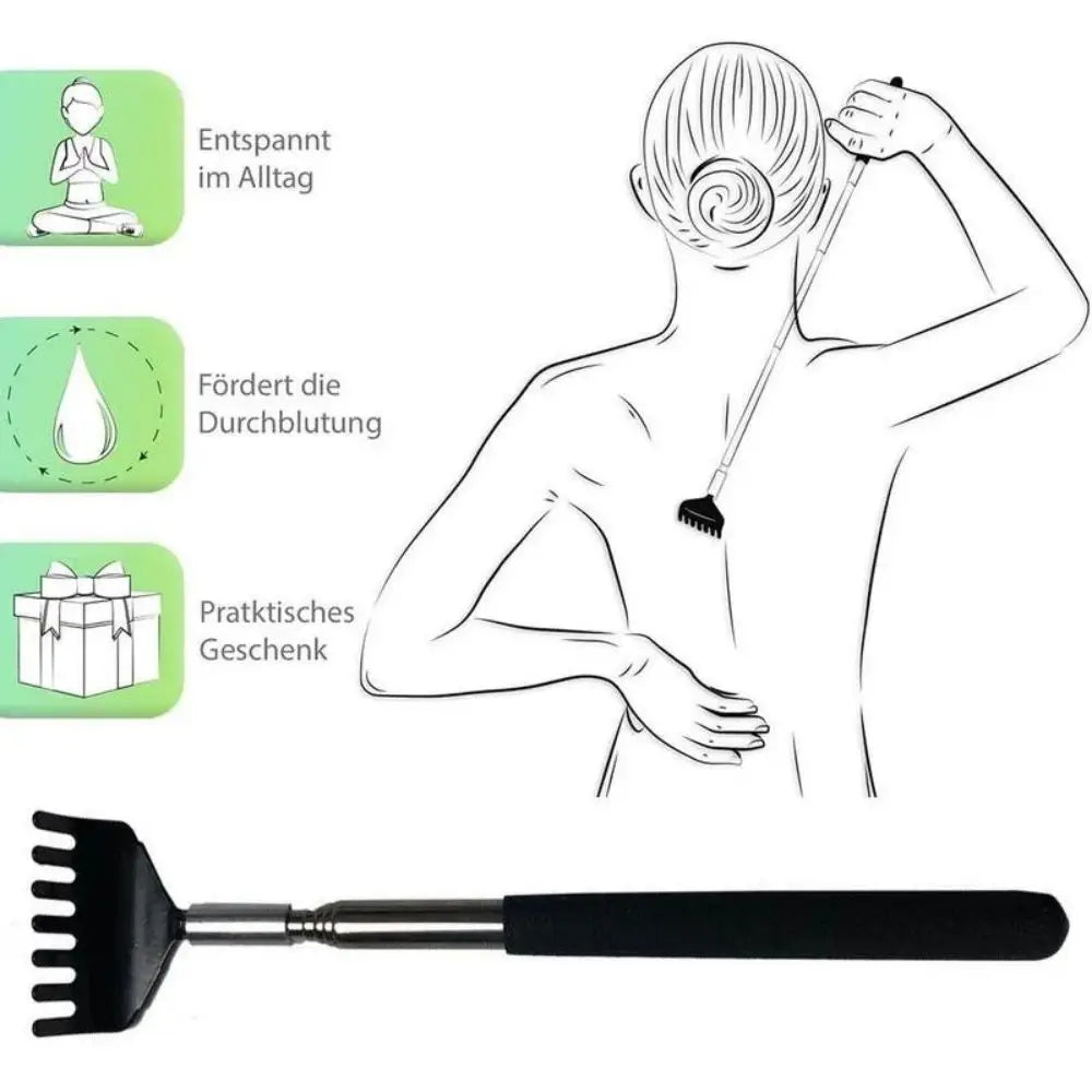 Telescopic Back Scratcher - Durable Stainless Steel Massager - White Back Massage Instrument Tidesmit