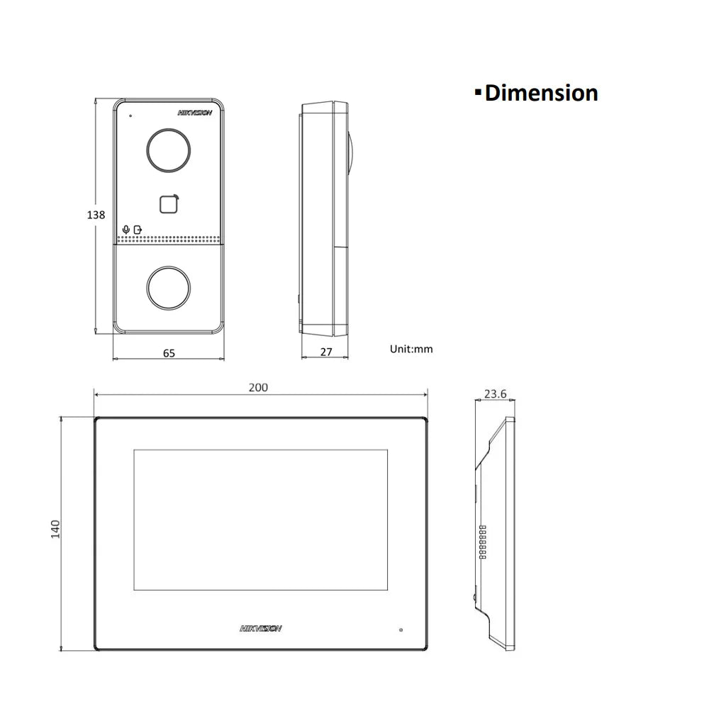 HIKVISION IP Video Intercom Kit DS-KIS603-P(C) Including DS-KV6113-WPE1 DS-KH6320-WTE1 For Villa Or House
