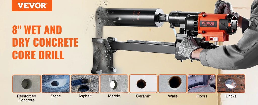 SIHAO 3200W 750RPM Wet/Dry Diamond Core Drill Machine Concrete Core Drill Rig Stand Industrial Wet Electric Core Drilling Machin