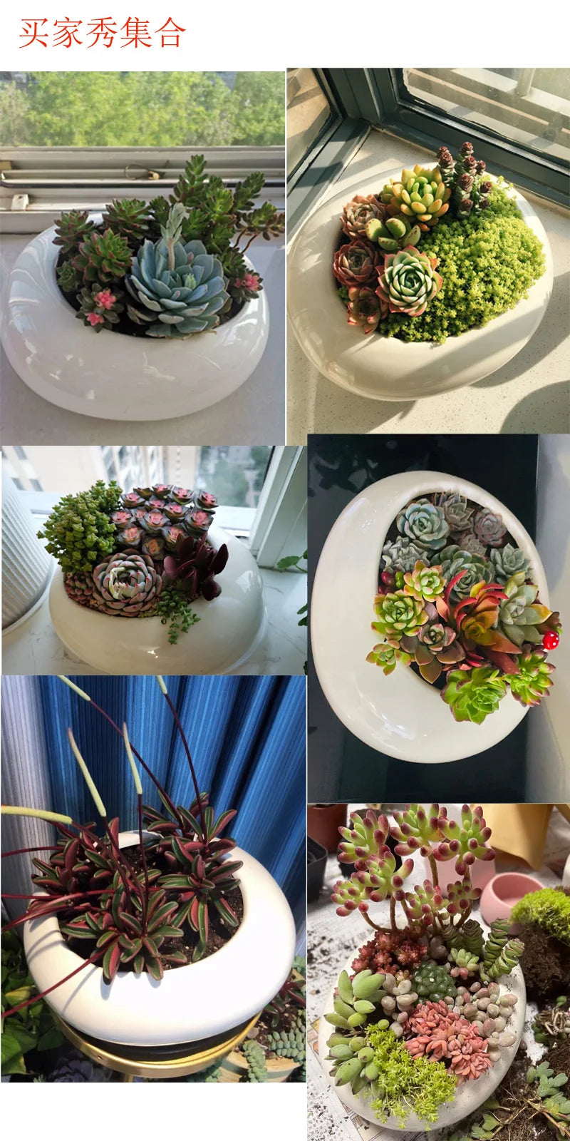 Oval Ceramic Succulent Pot Garden Supplies Balcony Flowerpot Plant Pot Garden Pots Planters Landscaping Potted Plant Flower Pots