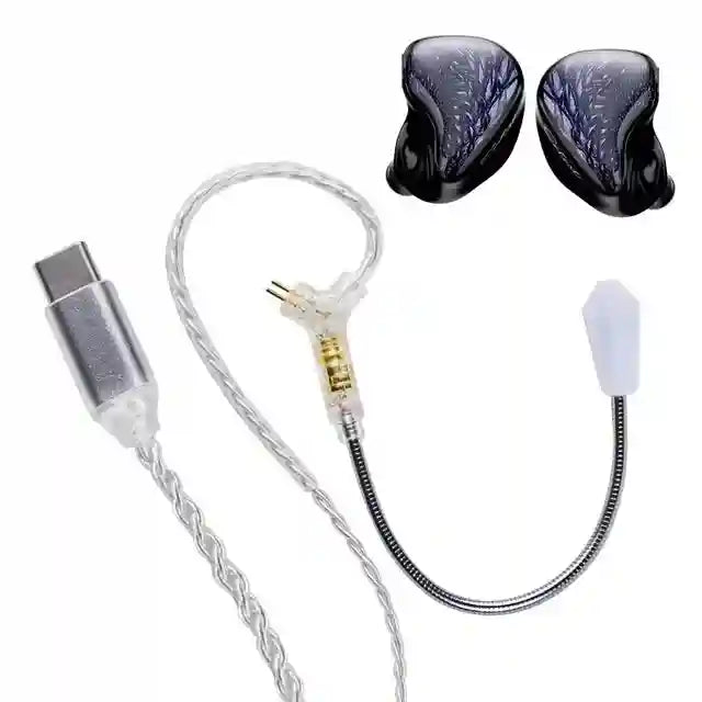 HiFi In-Ear Monitors: 10mm LCP Driver Wired Studio Grade Earphones MIC with Type-C Tidesmit