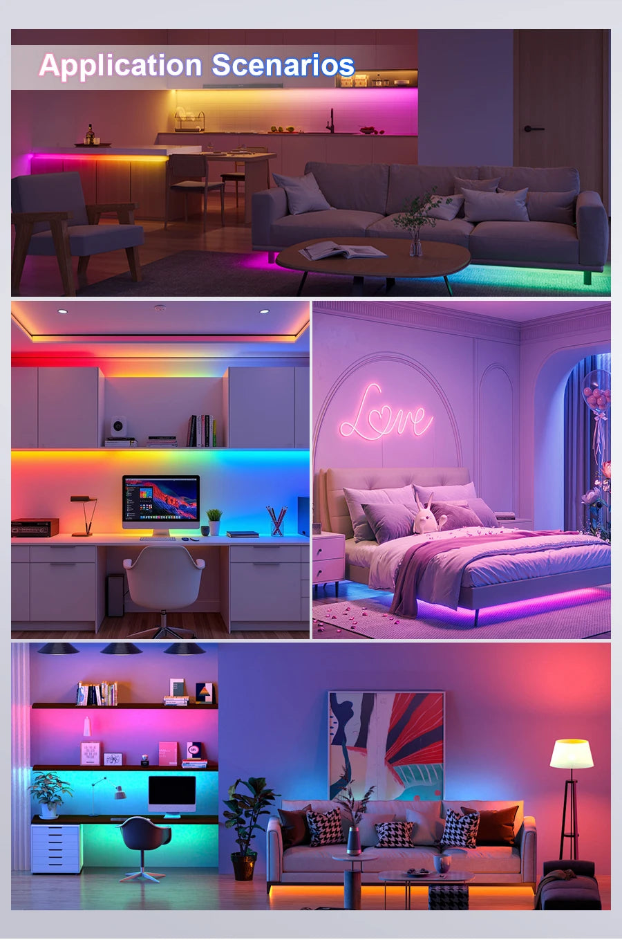 WS2811 Dual IC RGBCCT COB LED Strip Light High Density Chasing Running Addressable RGB LED Tape Support 3000K-6000K CCT Dimmable
