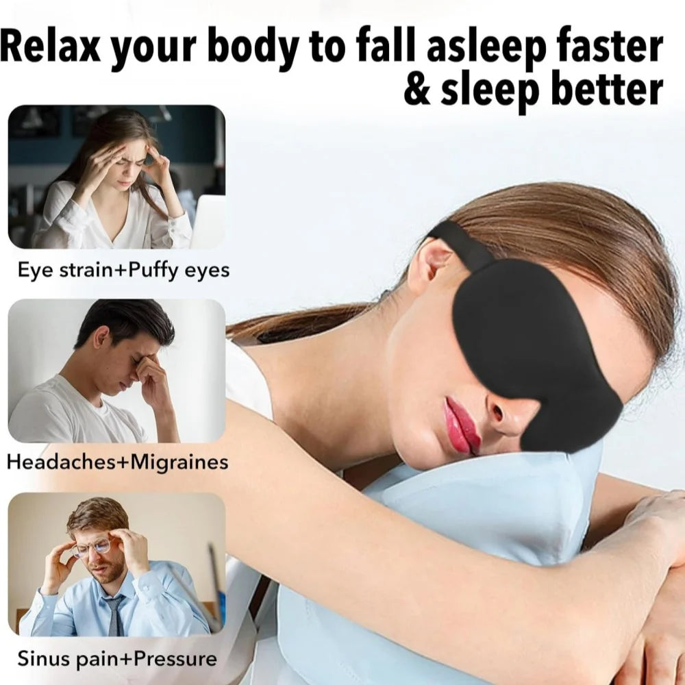 3D Sleep Mask Memory Foam - Ergonomic Light Blocking Travel Eye Cover Massage Chairs Tidesmit