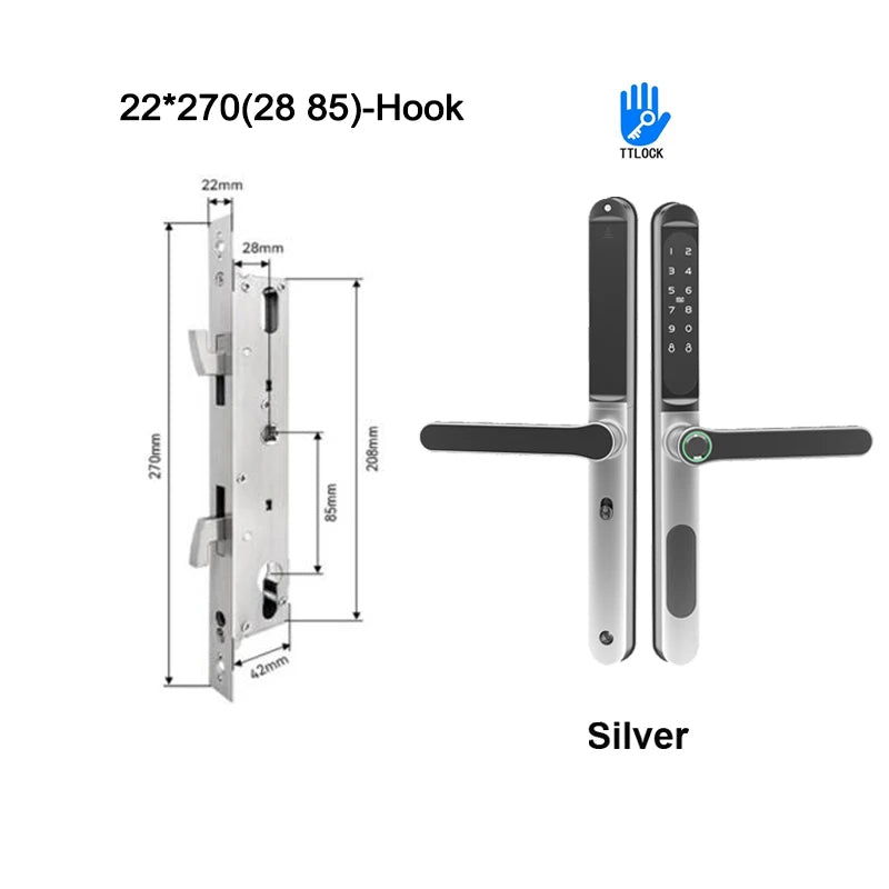 Slim 2.8CM Waterproof Sliding Door Smart Lock Fingerprint Password IC Card Key Compatibility TTlock App & Alexa Biometric Header