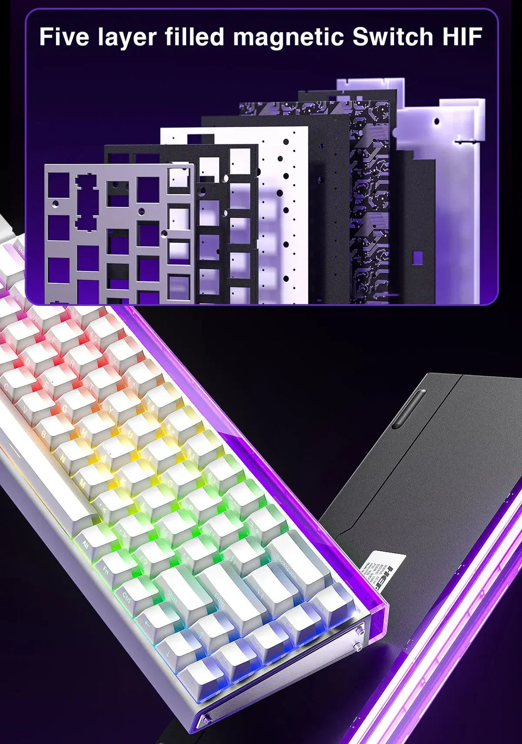 AULA HERO 68 HE E-sports Gaming Magnetic Switch Keyboard 60% Wired RGB Hot Swap 8K Return Rate Custom Mechanical Keyboard