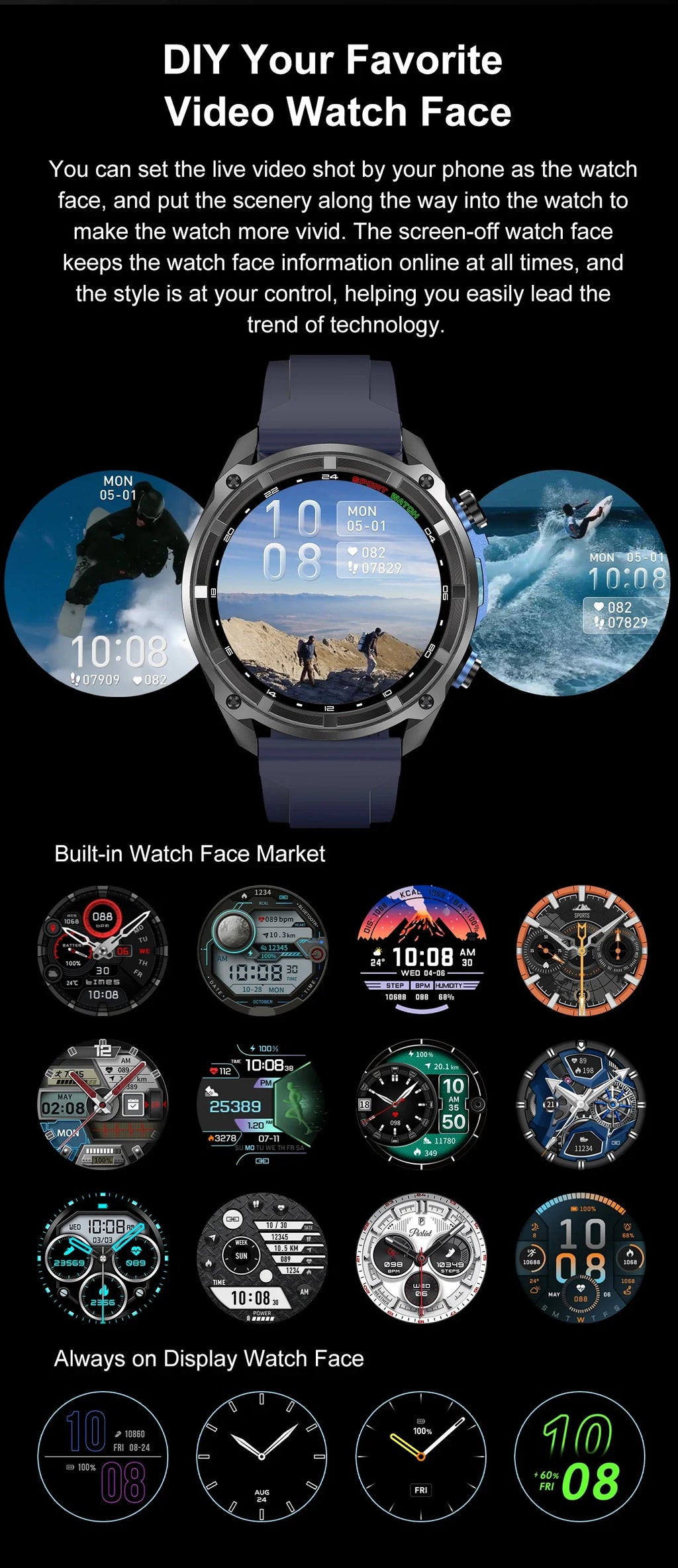 2026 New Outdoor Adventure DT G1 Smart Watch GPS Offline Map 100+Sports Mode Fitness 3ATM Waterproof Bluetooth Call Smart Watch