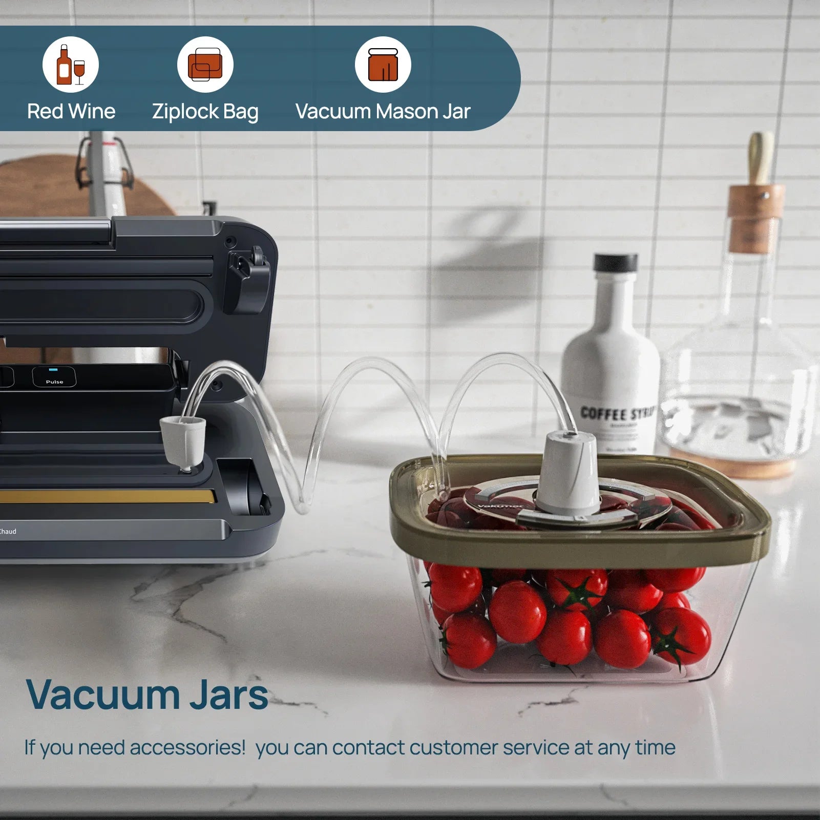Vakumar VH1506 vacuum sealer machine sous vide Handle type 80Kpa multifunctional and convenient vacume sealer Household