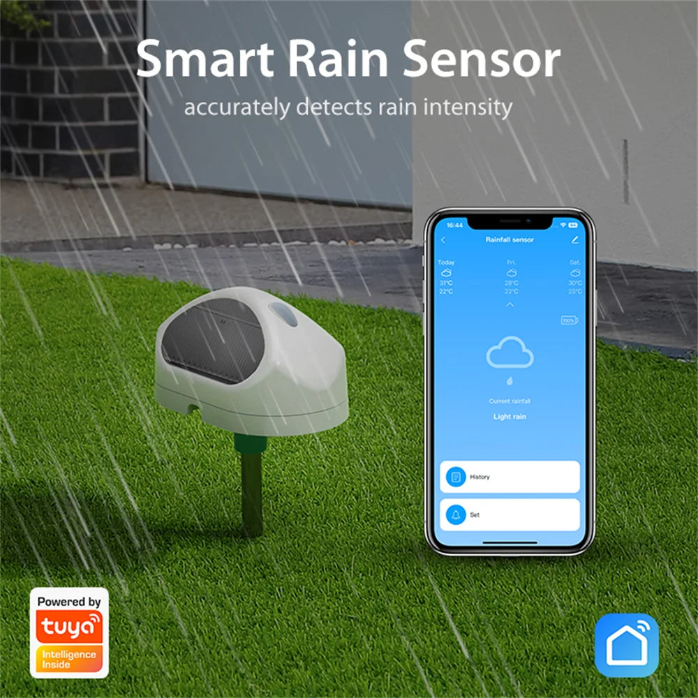 Tuya WiFi Rain Sensor Rainfall Duration Detection Outdoor Waterproof Battery Powered For Smart Life App Control Home Automation