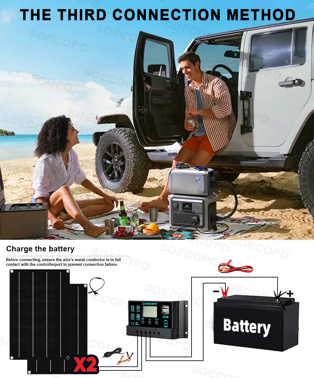 SOECOPO 10000W Solar Power Full Kit DC 12V - AC 110V 220V Inverter 100A Controller 2*600W Panels for Home System Camping