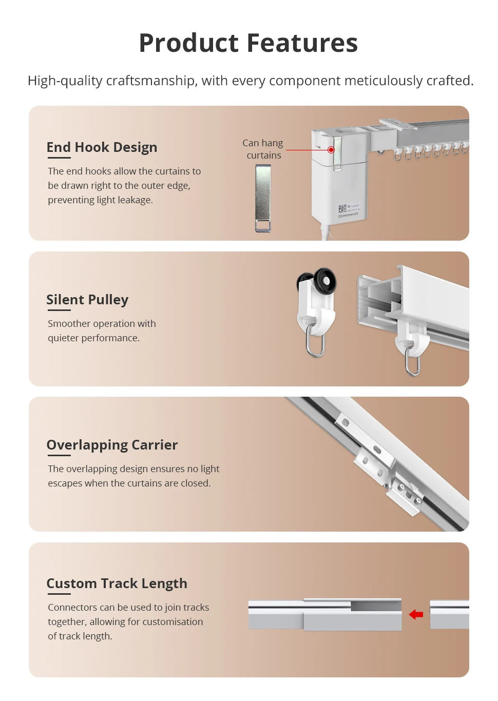 Matter Thread Smart Electric Curtain Motor for Automated Home Track Systems Tidesmit