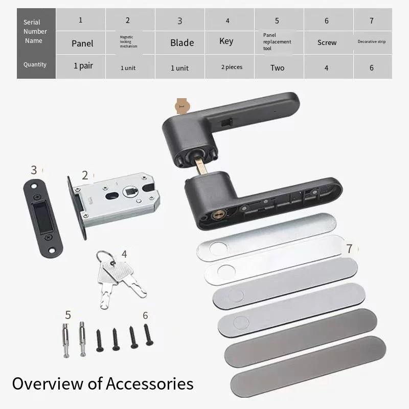 New High Aesthetic Minimalist Room Door Lock, Magnetic Silent Lock, Wooden Door Handle, Minimalist Style