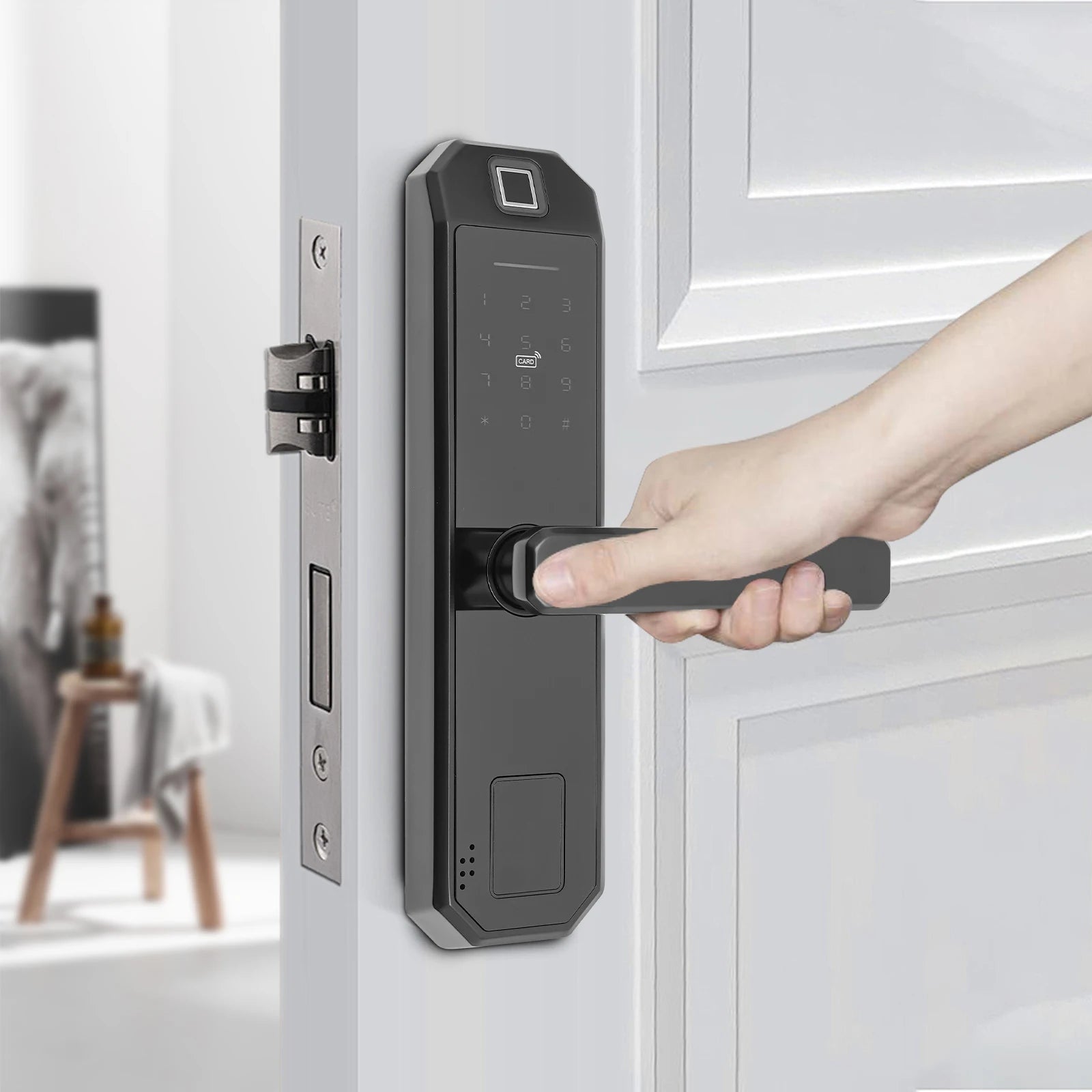 Smart Door Lock Fingerprints passwords 4 Unlock Methods 15 Month Battery  200 User Capacity for Home Office Apartment Security