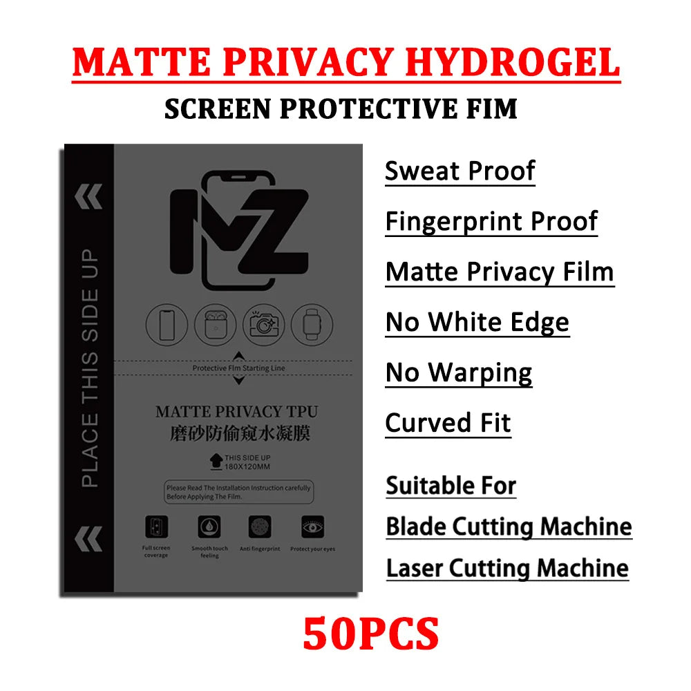 50PC Hidrogel Flexible Film Matte Privacy Smart Phone LCD Display Protective Sheet for Auto Film Cutting Machine HD Anti-peeping