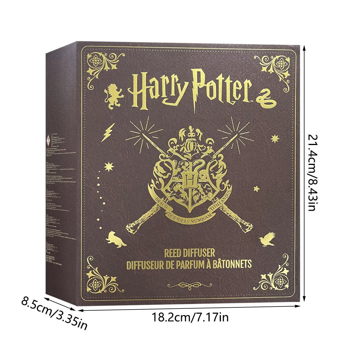 MINISO Harry Potter Magic Academy Reed Diffuser Set, 4pc flameless home fragrance oil kit in decorative gift box.