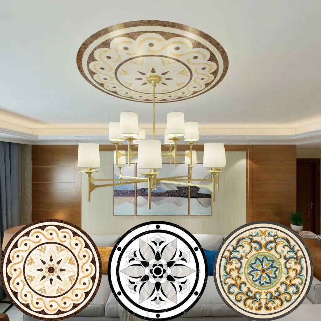 Ceiling light fixture decor wall sticker self-adhesive wallpaper light pool pvc round sticker ceiling decor mosaic