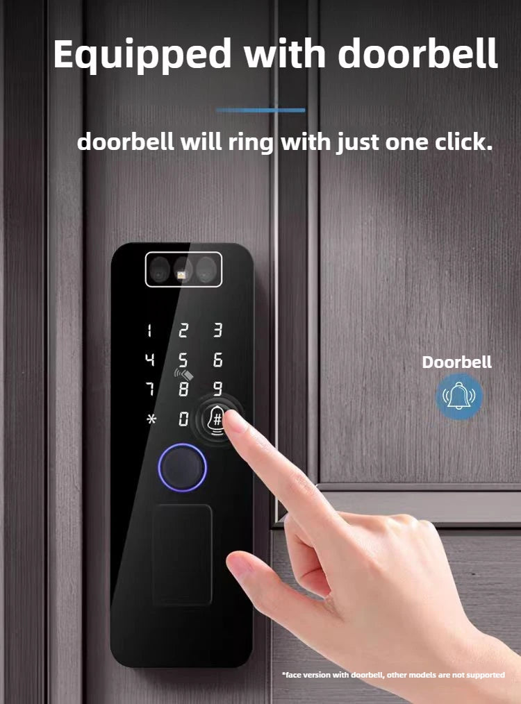 Smart WiFi Door Lock Waterproof Tuya Face Recognition Fingerprint RFID Card Password APP Control Rechargeable Li-Battery Include