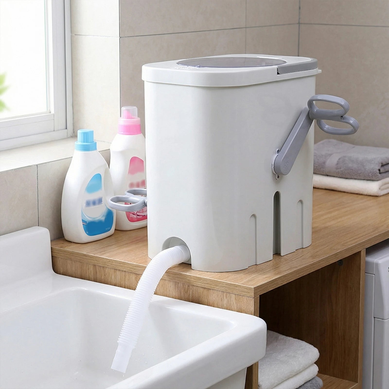 Tidesmit portable manual hand washing machine with drain hose for RV camping and compact dormitory laundry