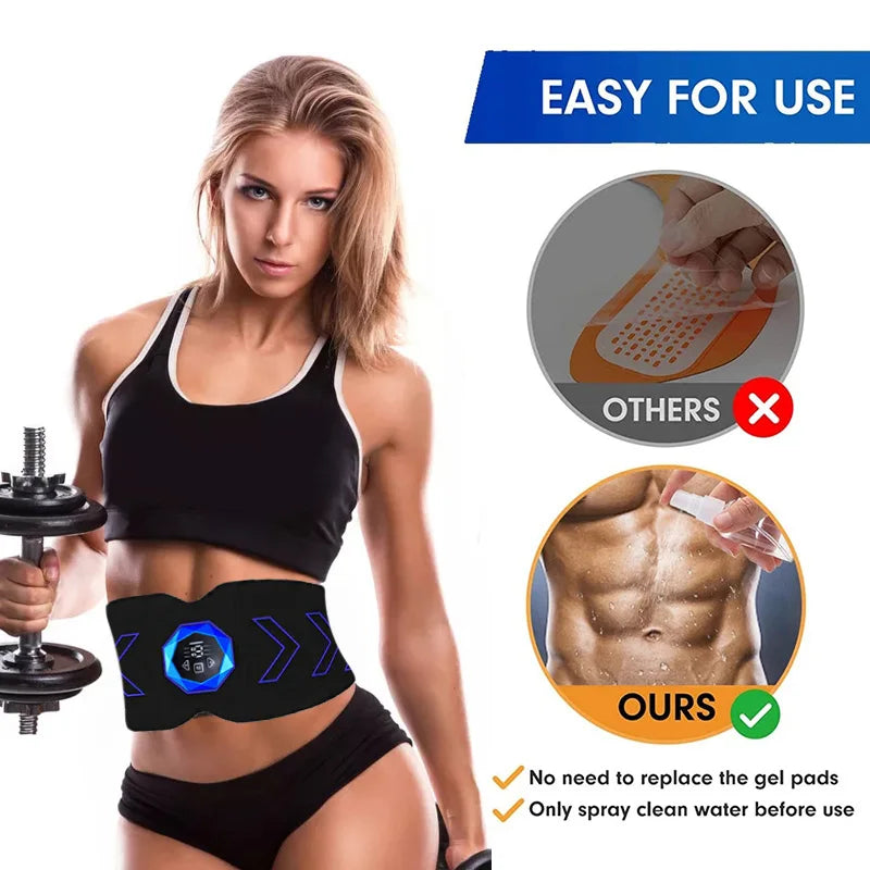 EMS Abdominal Toner Belt - Rechargeable Wireless Muscle Stimulator Body Shaping Massage Equipment Tidesmit