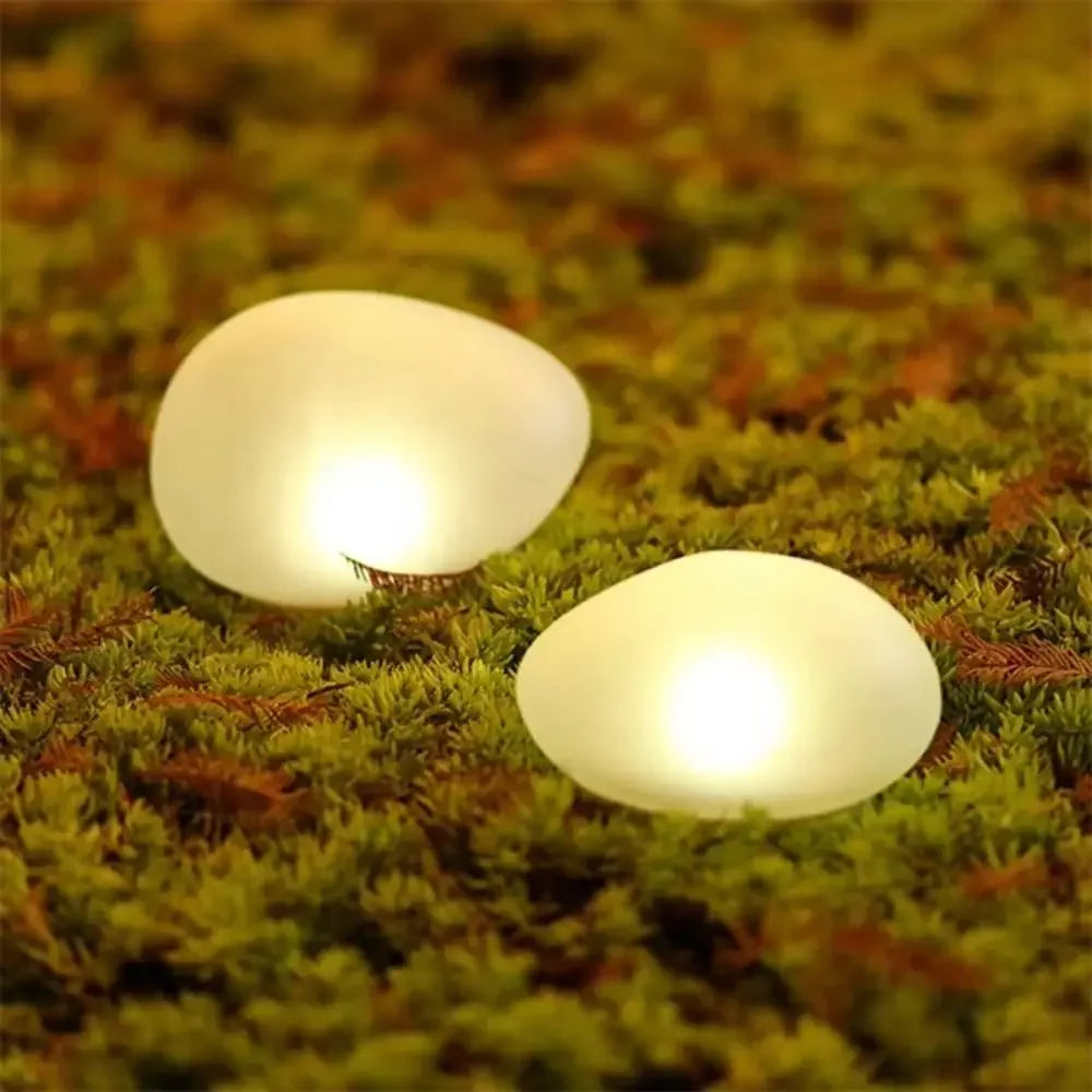 Solar Stone Light Frosted Glass Ground Lamp Outdoor Waterproof Lantern for Garden Green Light Lawn Courtyard Decorative Lamp
