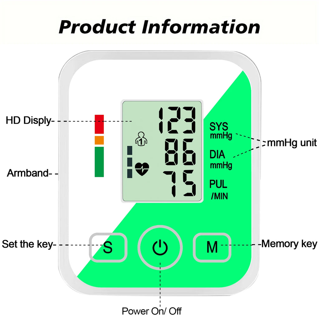 Digital Tonometer Arm Blood Pressure Monitor Test Kit Health Care Automatic Sphygmomanometer Home use