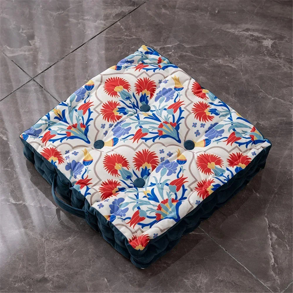 Bohemian Cushion Mandala Floor Seat Cushion Square Seat Velvet Yoga Pillow Japanese Tatami Mat for Reading Nook Party Decoration