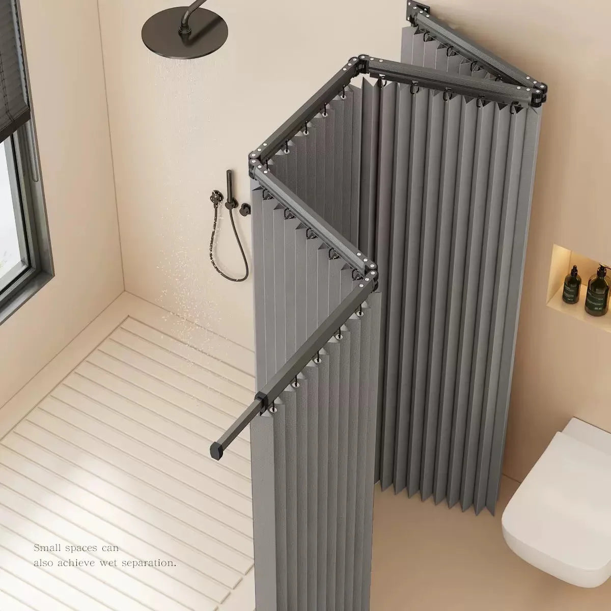 Foldable Shower Curtain Rod Set Invisible Bathroom Partition Waterproof High-End Dry Wet Separation Eye Protection Included