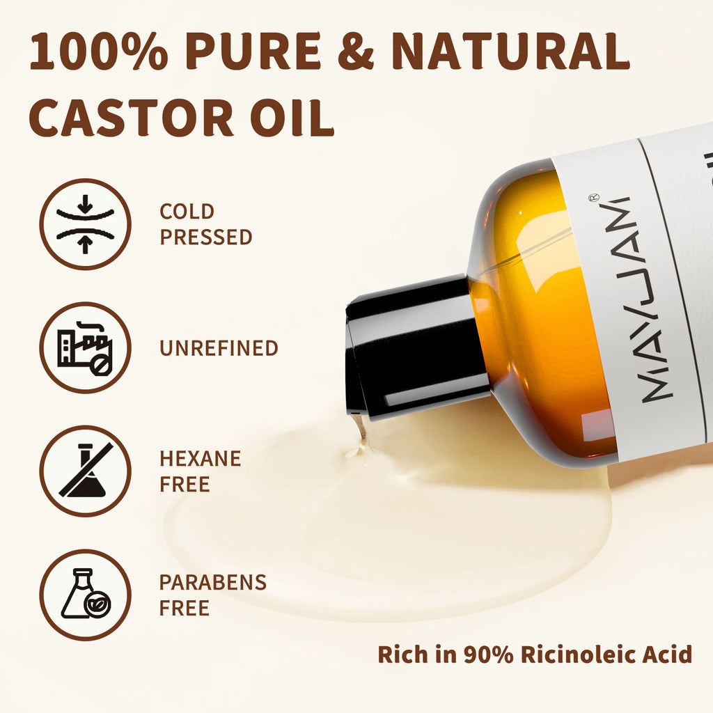 MAYJAM 473ml Castor Jojoba Vegetable Glycerin Grapeseed Fractionated Coconut Pure Natural Carrier Oil for Skin Care & Hair Care