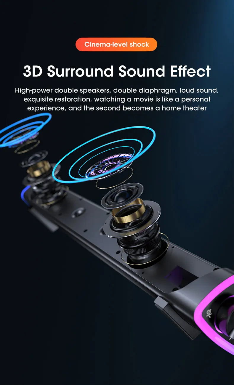 Tidesmit Computer Speaker Bar with 4D Stereo Subwoofer for PC & Laptop Tidesmit