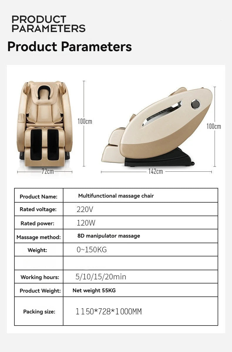 Zero Gravity Massage Chair - Full Body Spa Recliner in Gold Massage Chairs Tidesmit