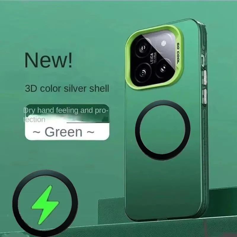 MagSafe Wireless Charging Case for Xiaomi 15 Pro - Matte Shock-Absorbing Cover Green Tidesmit