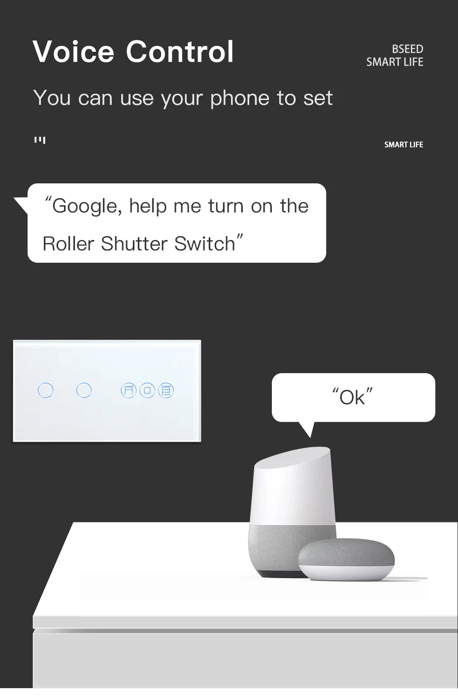 Tidesmit Smart WiFi Shutter Switch - App Controlled Roller Blind Timer Tidesmit
