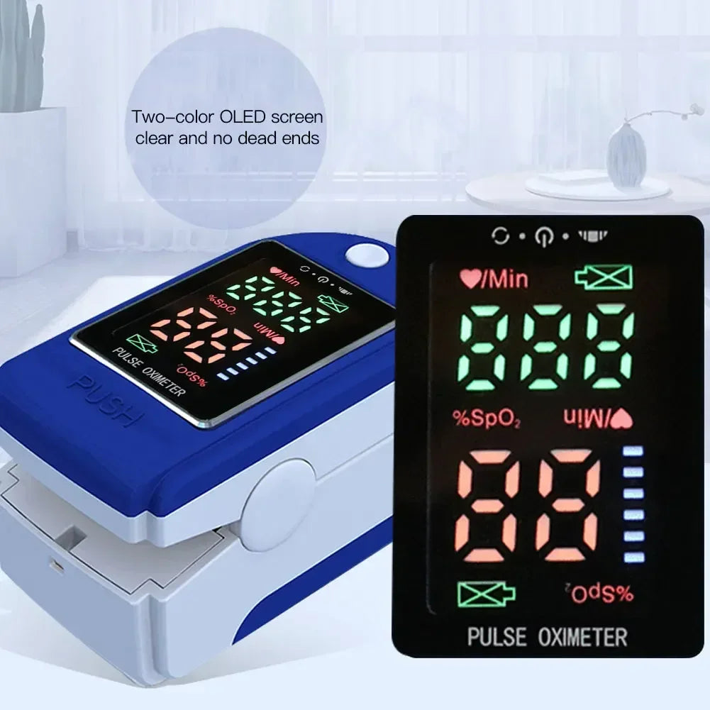 Finger Oximeter Digital Fingertip Pulse Oximeter Blood Oxygen Saturation Meter Finger SPO2 PR Heart Rate Monitor Health Care