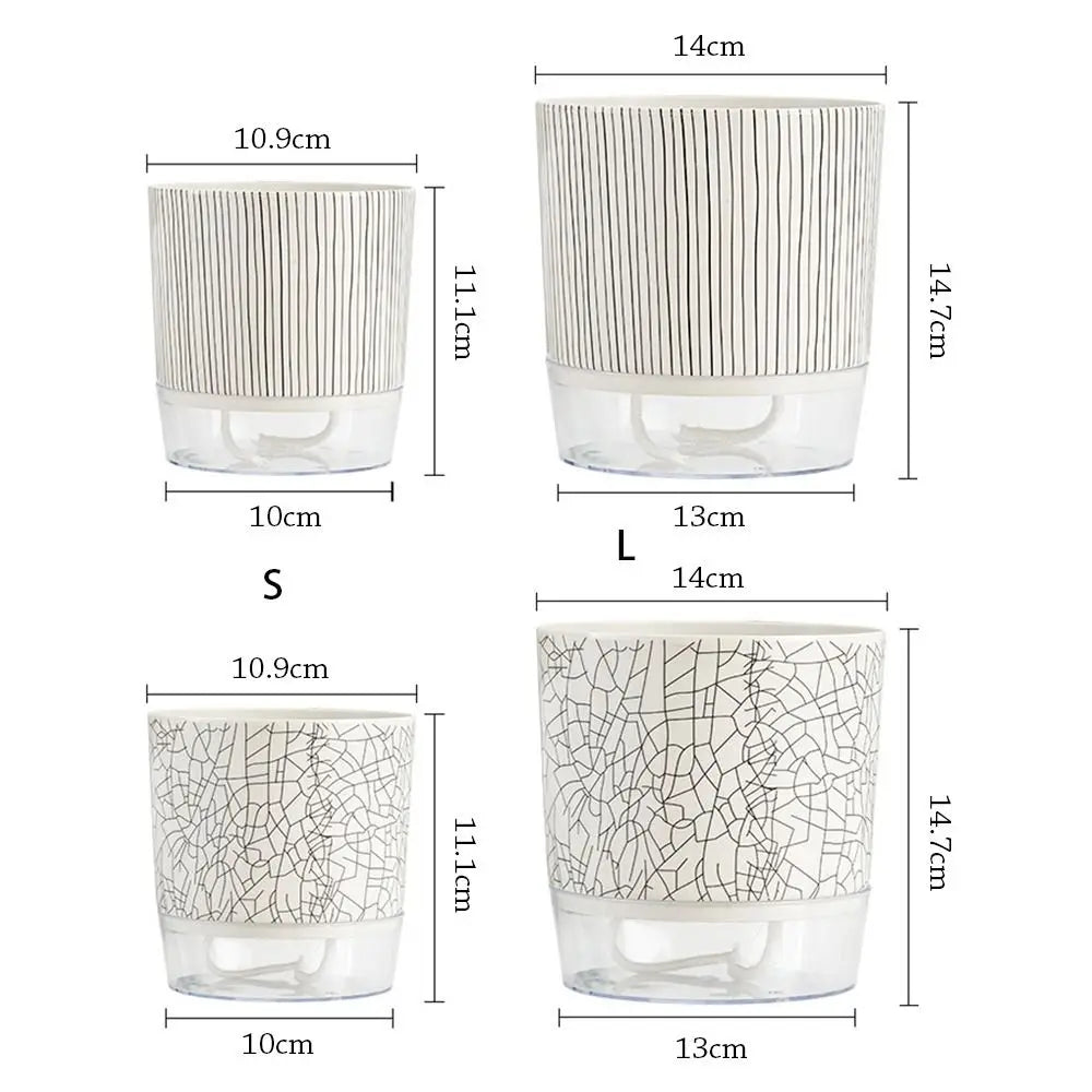 Transparent Self-watering Plants Pot Green Plants Home Bonsai Decor Lazy Flower Pot With Water Container Planter Garden Supplies