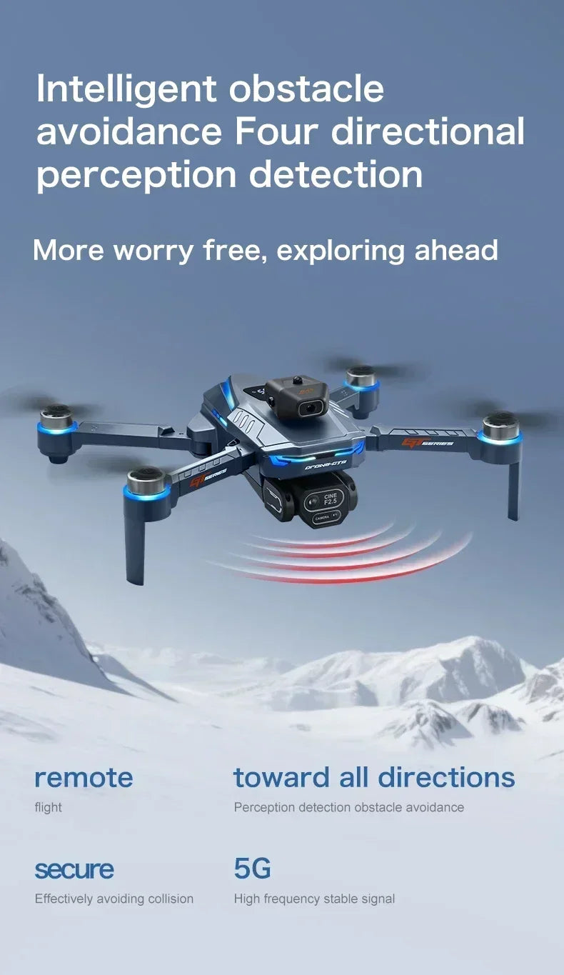 GT8 Dual Lens Camera Drone - 8K GPS Obstacle Avoidance Foldable Drone Tidesmit