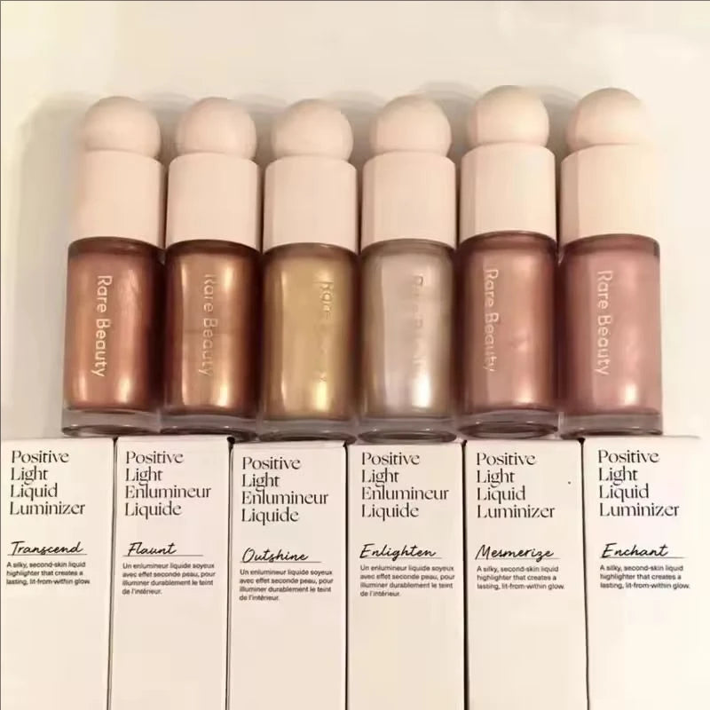 Tidesmit face makeup swatch showing Rare Beauty silky highlighter and liquid blush texture for long-lasting glow