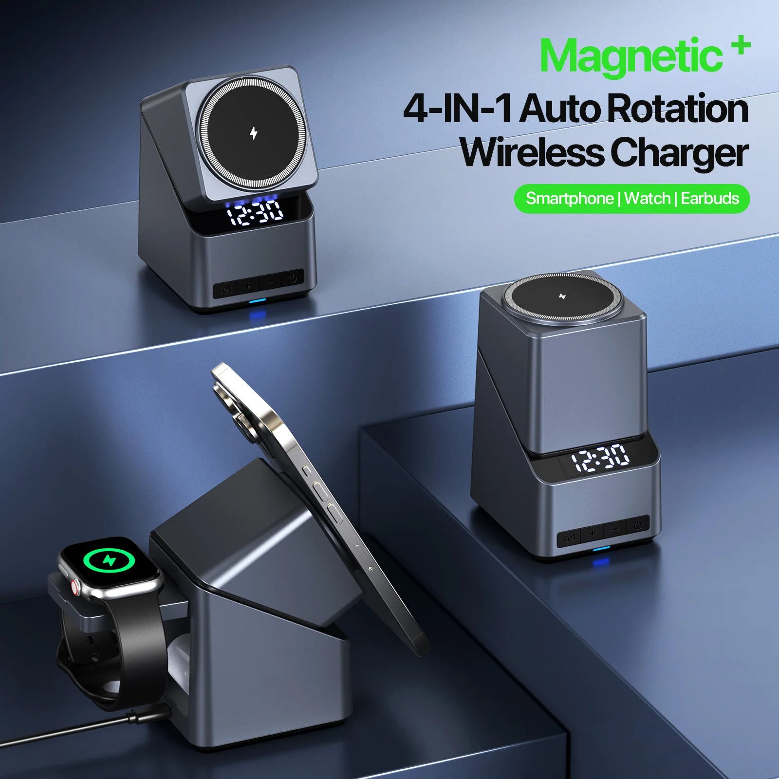 4 in 1 Wireless Charger Station - Qi Certified MagSafe Compatible Tidesmit