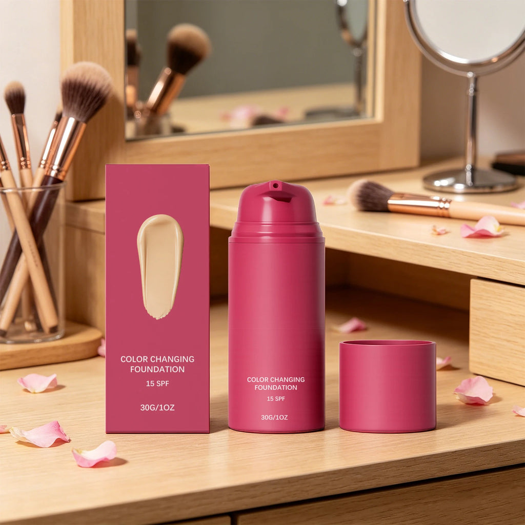 Tidesmit color changing foundation with SPF15 providing full coverage and moisturizing even skin tone makeup