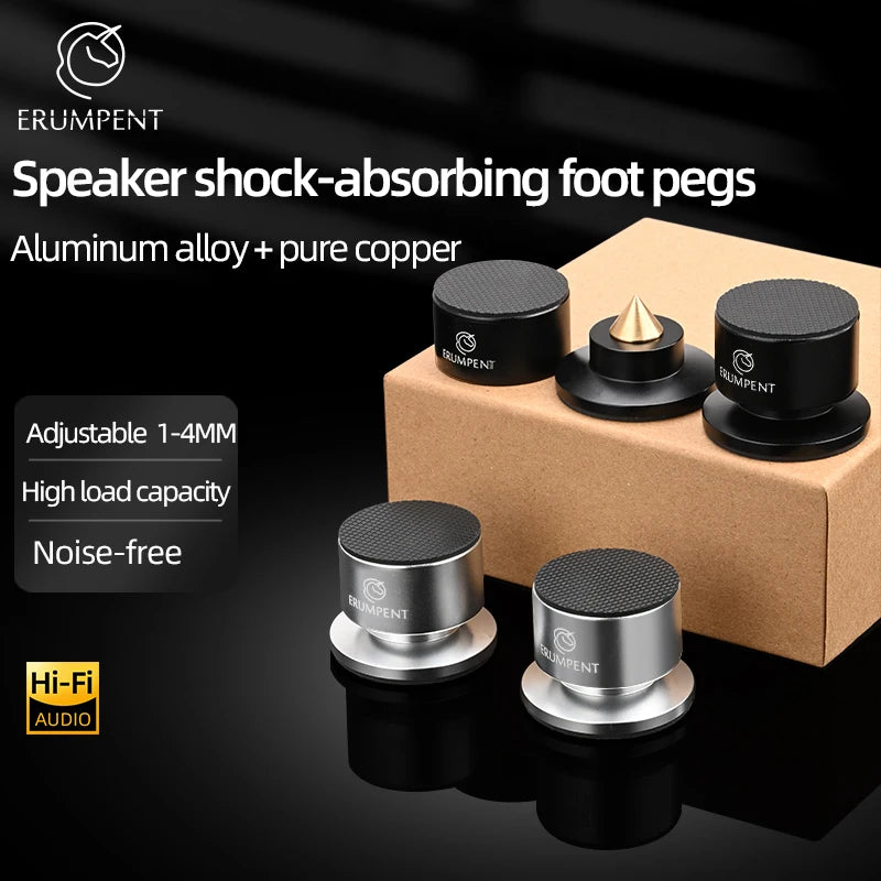 ERUMPENT 4 PCS Hi-end Speaker Spike Stand Foot Pads Adjustable Audio Speakers Shock-absorbing Feet Pegs for Sounds CD  Amplifier
