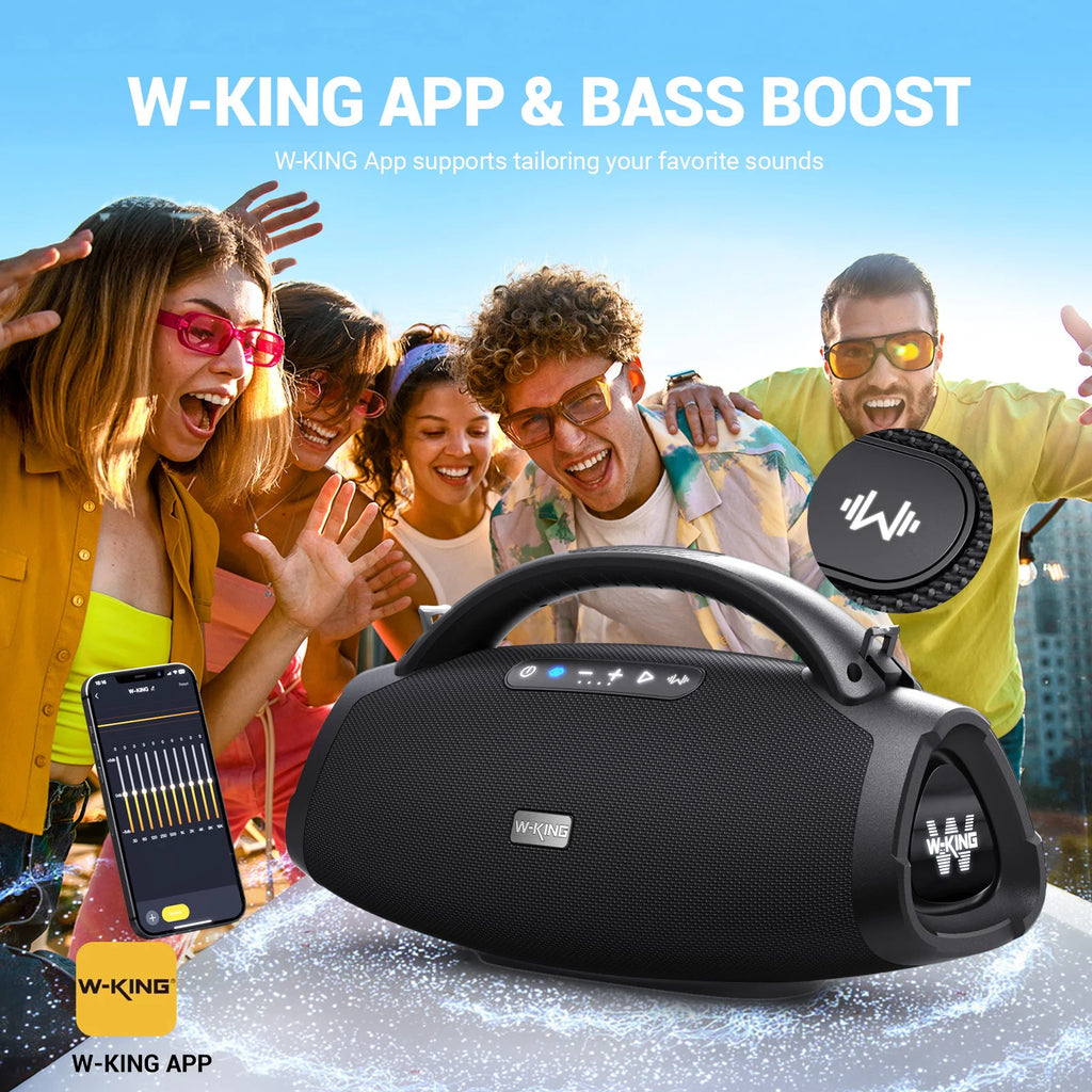 W-KING X20 200W RMS Portable Bluetooth Speakers, Massive Bass Party Boombox IPX7 Waterproof Speaker Large, Loud Outdoor Speaker