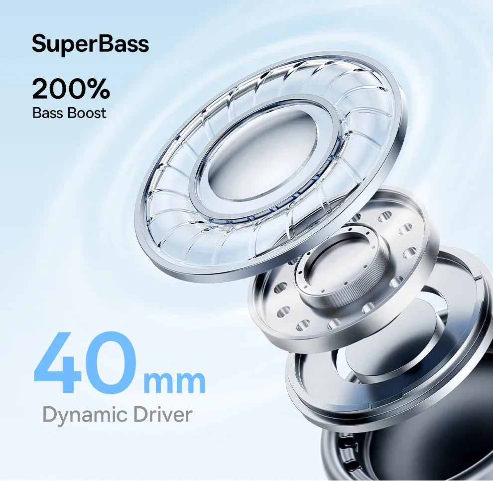 Baseus Wireless Headphones Bluetooth 5.3 HIFI Level Earphone 40mm Driver Foldable Over Ear Headsets 70H Playtime Spatial Audio Tidesmit