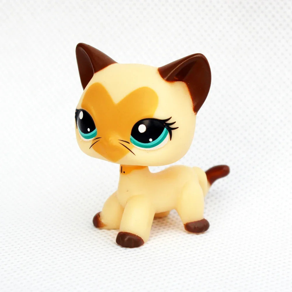 Rare #3573 yellow short hair cat LPS bobblehead toy. Cute collectible animal figurine, perfect for kids' gifts.