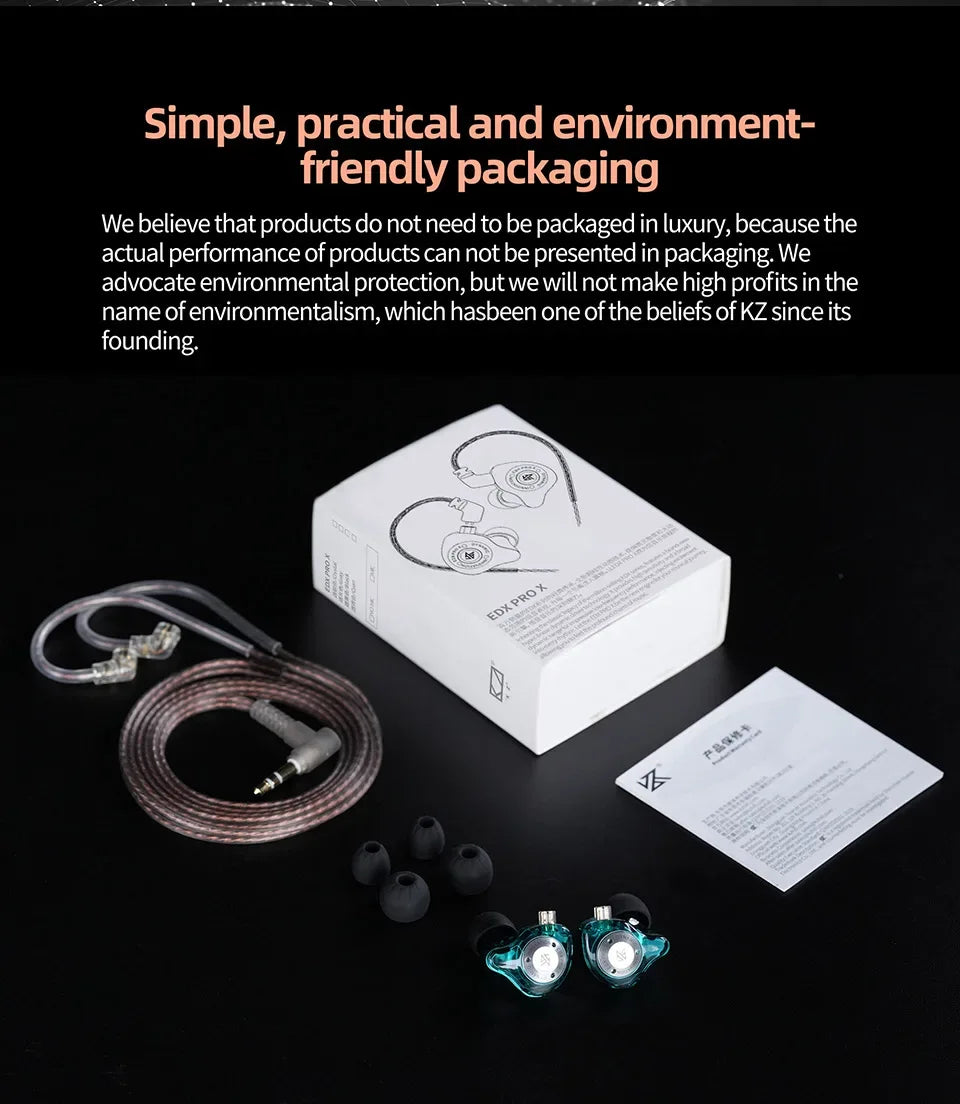 KZ EDX Pro X In-Ear Monitors - HiFi Bass Wired Earbuds | Tidesmit Tidesmit