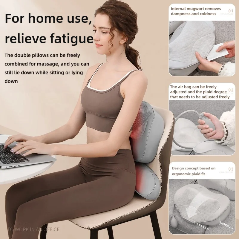 Electric Massager with Heat | Deep Tissue Neck and Back Cushion Massage Cushion Tidesmit