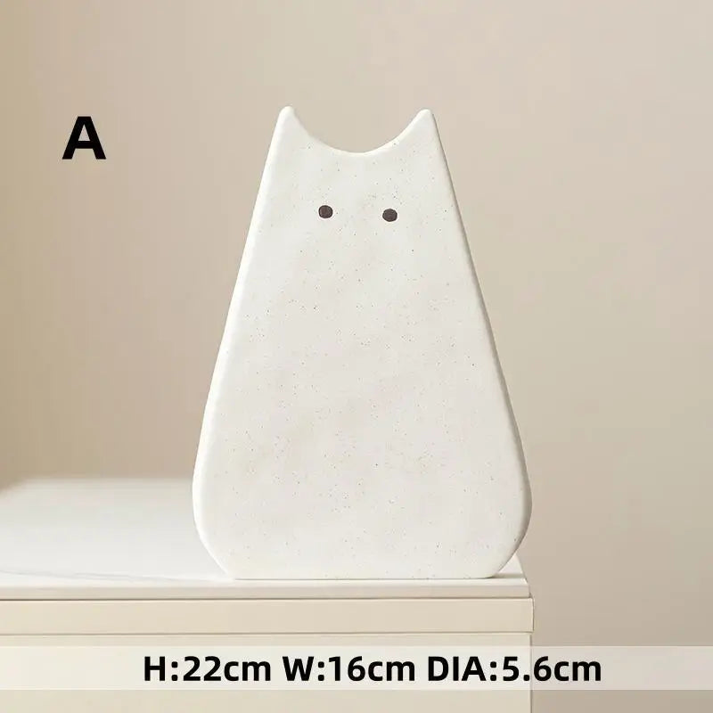 Cute cat-like ceramic vase, Nordic style, simple and cute, decoration for dried flower arrangement, hydroponic living room