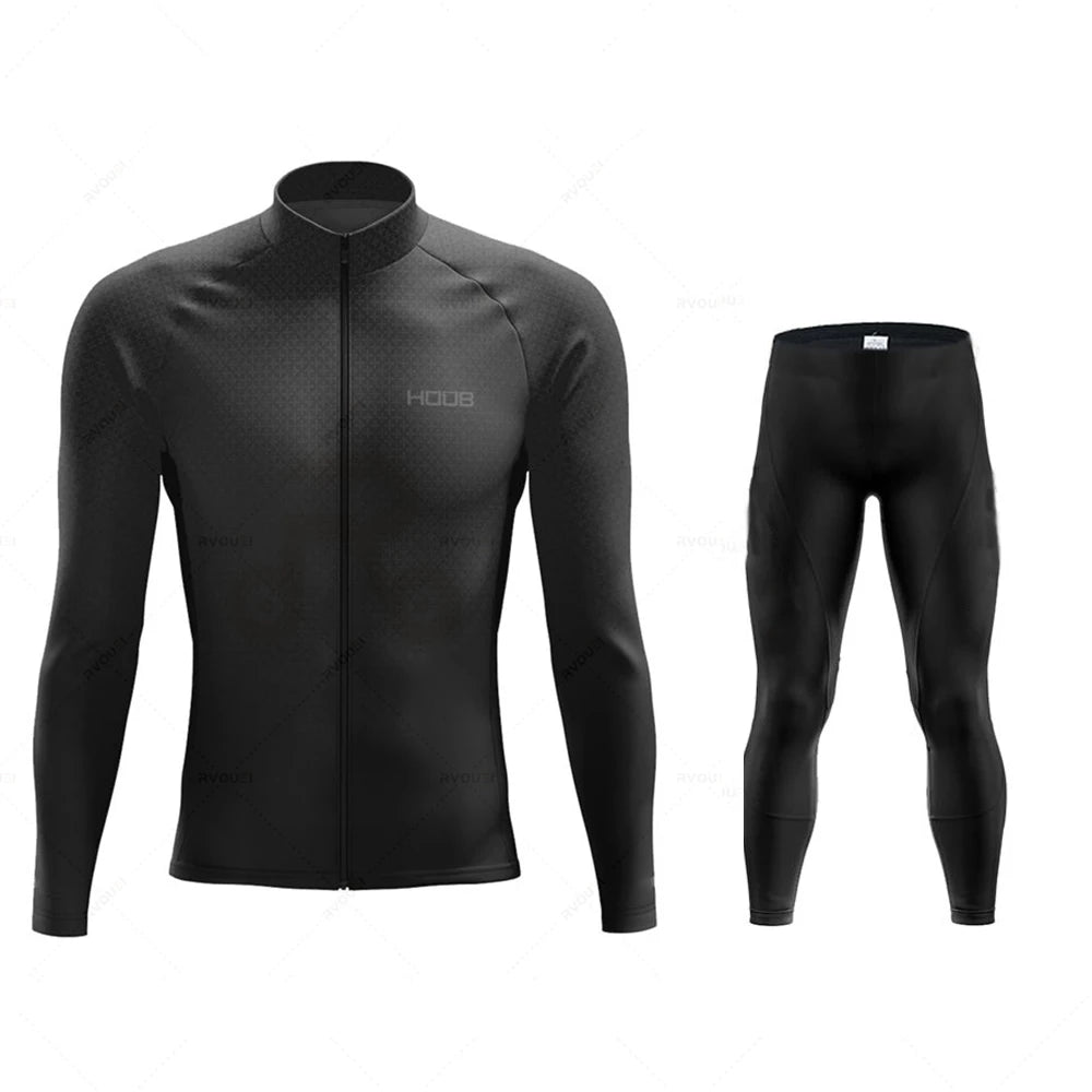 2026 Spring New Team Long Sleeve Cycling Jersey Set MTB Bike Clothing Uniform Men's Thermal Fleece Bicycle Maillot Ropa Ciclismo