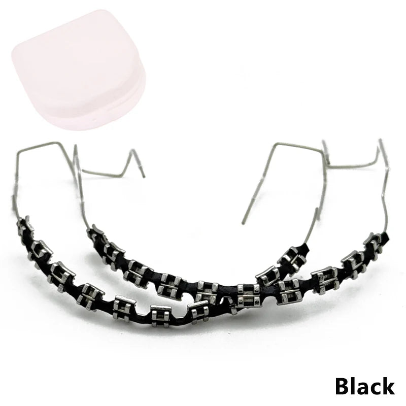 1 Pair Fake Braces Colorful Brackets For Teeth Temporary Metal Wires Metal Bracket Orthodontic Ligature Ties Dental