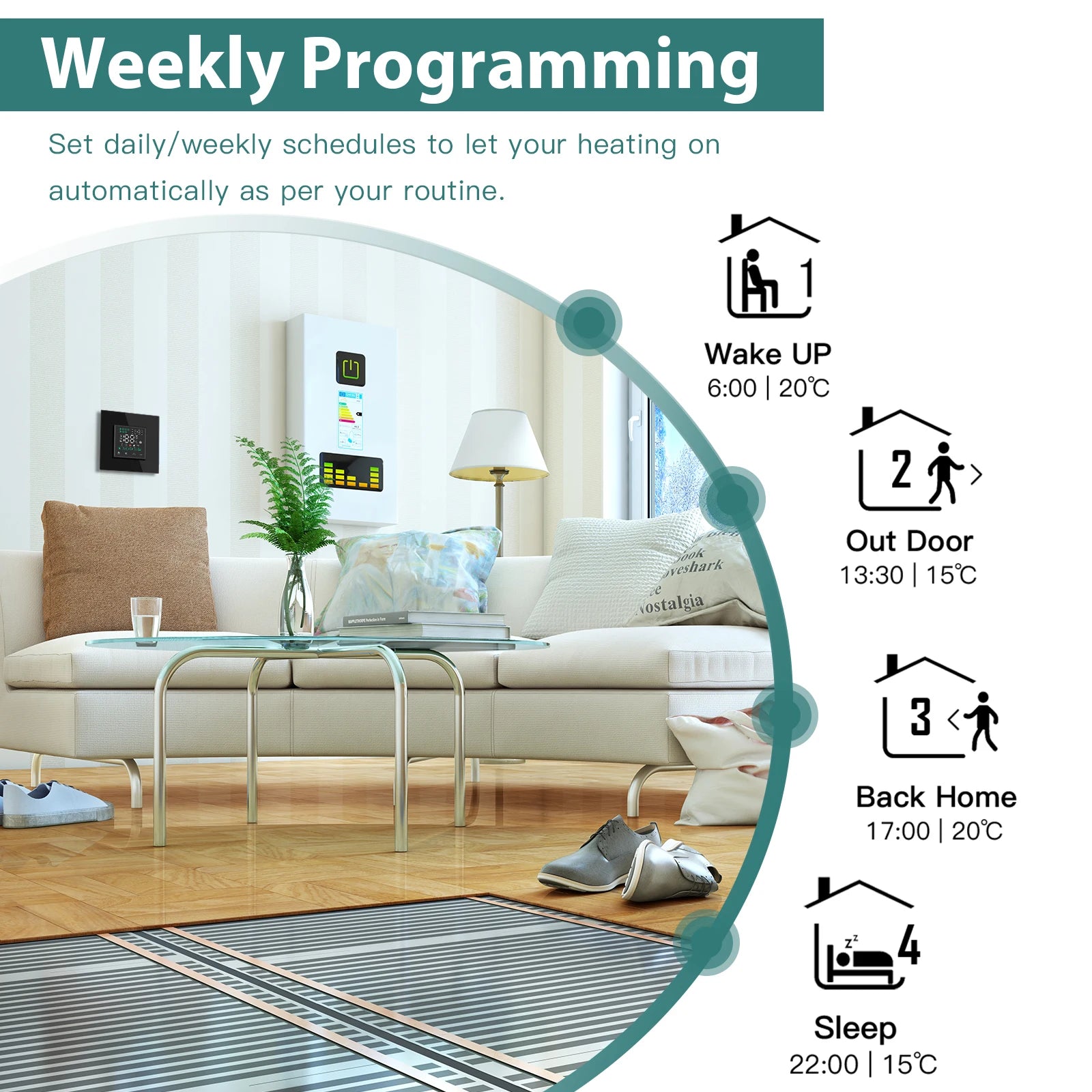 Tidesmit Smart Wi-Fi Floor Thermostat - App-Controlled Home Climate Tidesmit