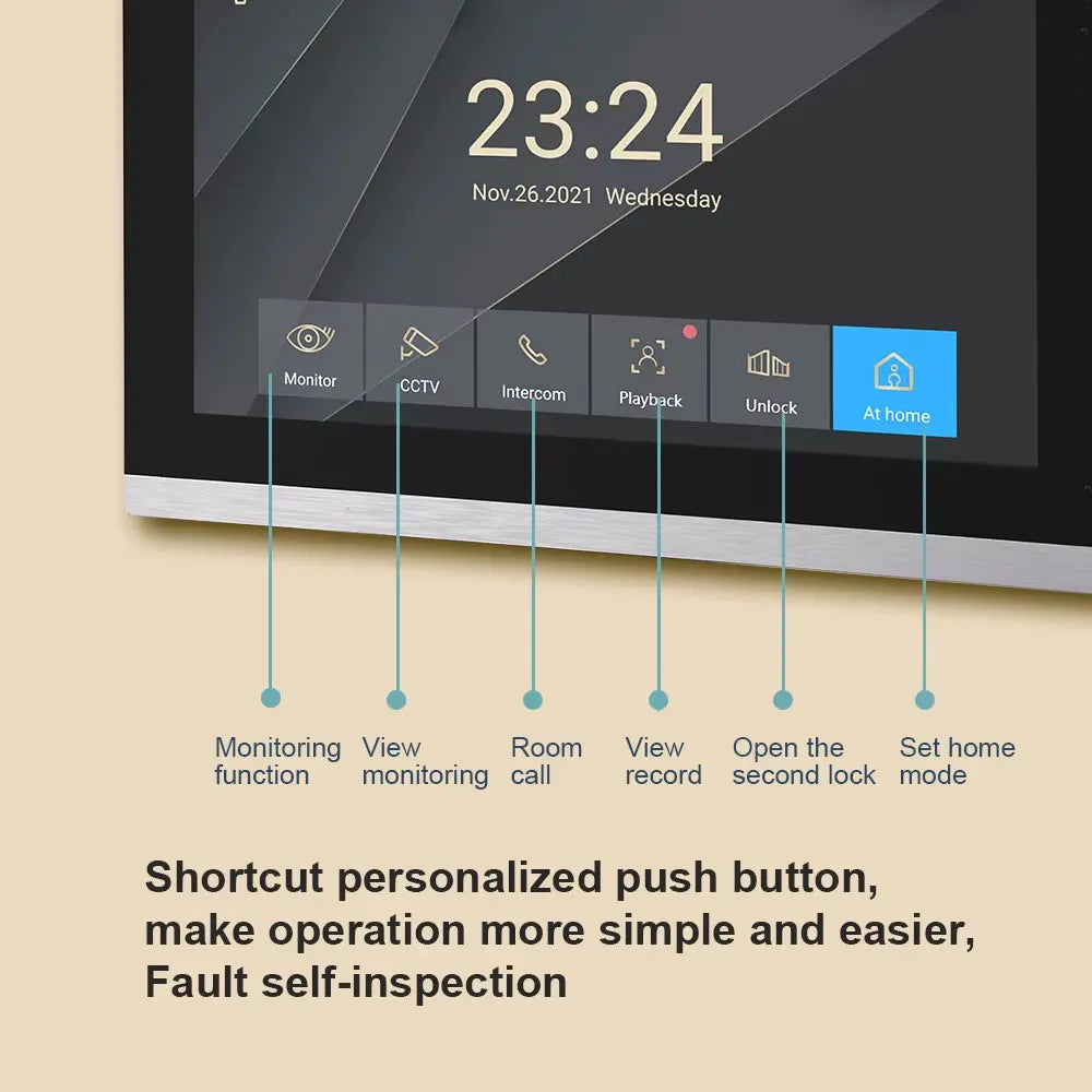 WiFi Video Doorbell System 4 Wire 10inch 1080P Doorphone Fingerprint Password Door Camera Video Intercom W/ Electric Strike Lock