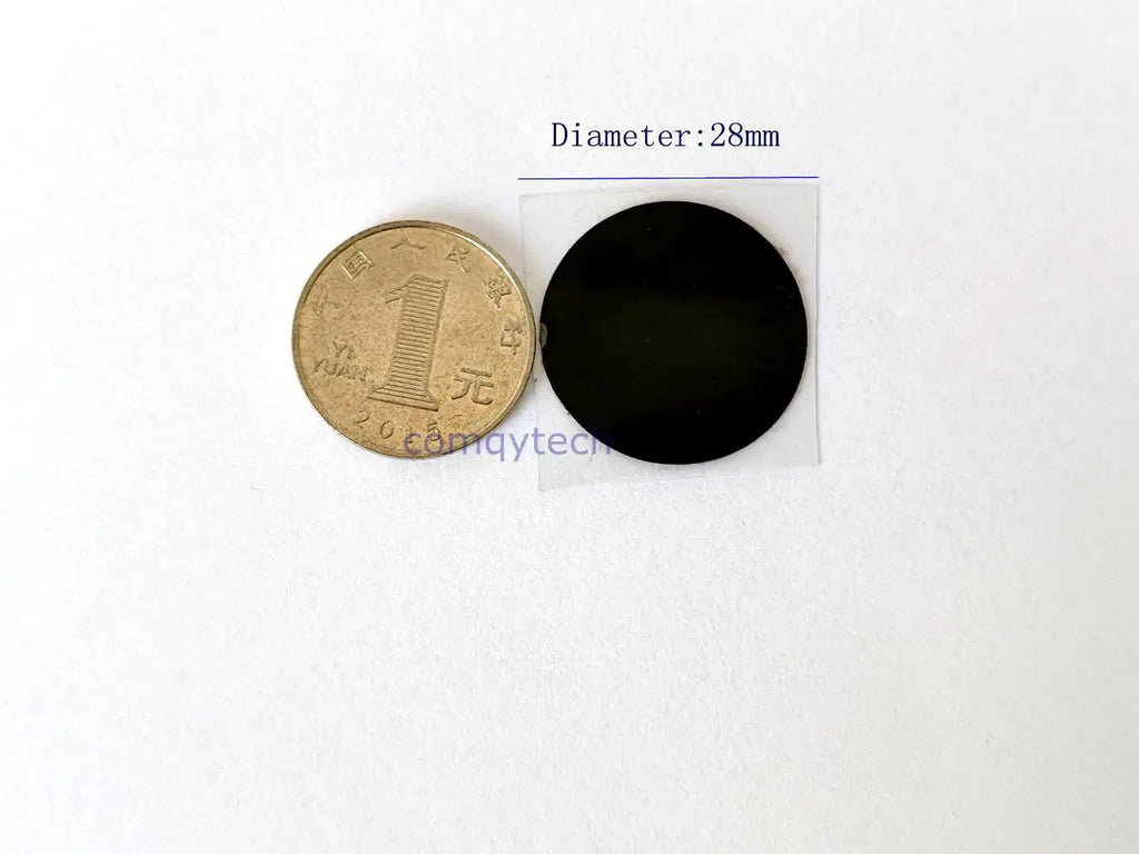 28mm black replacement film sticker for Vmax Hifu cartridge, round adhesive patch shown next to a coin for scale.